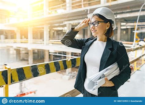 Portrait Of Adult Female Builder Engineer Architect Inspector