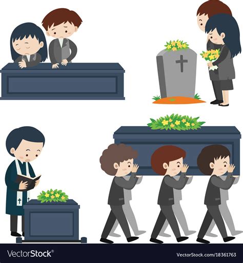 Funeral Scene With Many Sad People Royalty Free Vector Image