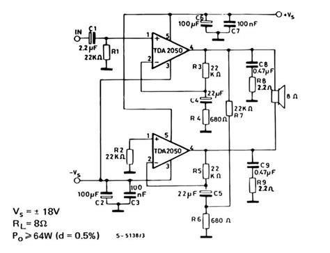 Electric bass guitar headphone amp schematic diagram and parts list. Tda 2050 Simple Amp Circuit Bridge | Circuit diagram, Circuit, Electronics circuit