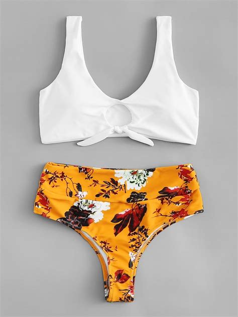 Mix And Match Floral Bikini Set Shein Sheinside Bikinis Trendy My Xxx Hot Girl