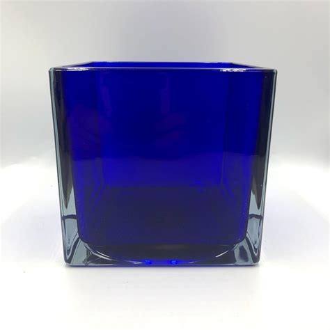 Cobalt Blue Glass Square Vase Heavy Duty Glass Etsy