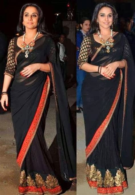 Bollywood Actress Saree Collections Bollywood Actress Vidya Balan Looks Sensual In Black Beauty