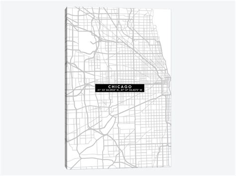 Chicago City Map Minimal Canvas Print By Walldecoraddict Icanvas