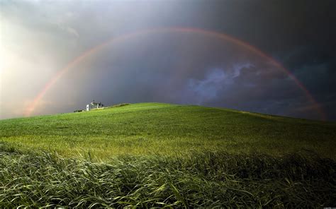 Beautful Rainbow Scene In Nature Landscape Wallpaper Hd Wallpapers