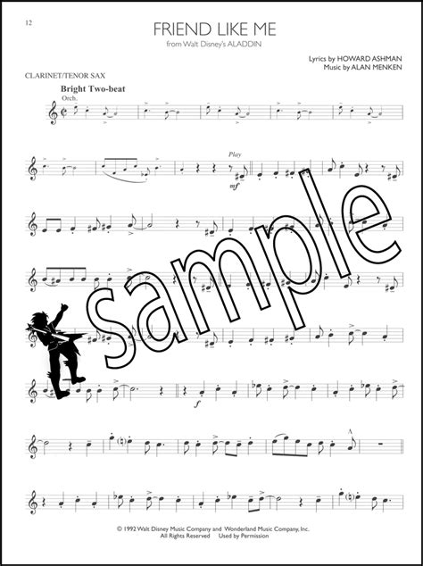 Disney Solos For Clarinet Or Tenor Sax Saxophone Sheet Music Book With