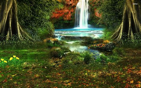 Forest Waterfall Wallpaper Wallpapersafari