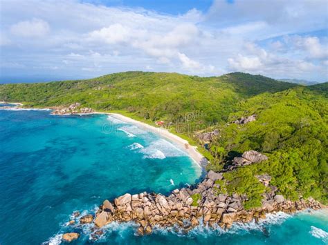 La Digue Island Seychelles Aerial View From A Drone Stock Photo