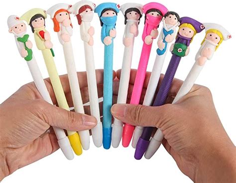 Bestgrew 10pcs Doctor And Nurse Polymer Caly Ball Point Pens Cute Novelty Lovely