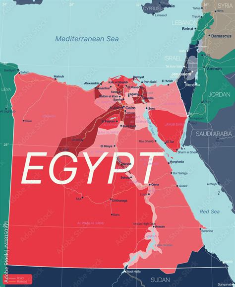Egypt Country Detailed Editable Map With Regions Cities And Towns