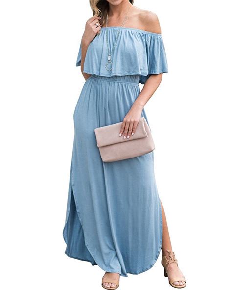 Womens Off The Shoulder Plus Size Ruffle Summer Casual Maxi Dress Summer Fashion Outfits Casual