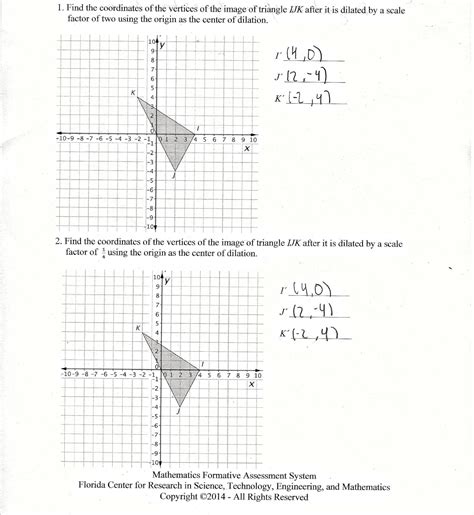 Answer the following questions to the best of your ability. Dilations Translations Worksheet Answer Key - Worksheet List