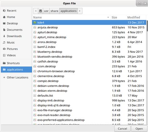 Linux Mint 183 Xfce Open File Dialog Specify Filefolder Path By