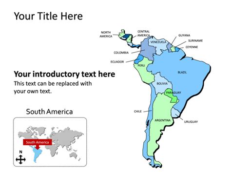 Powerpoint Slide Map Of South America Multicolor Tg139