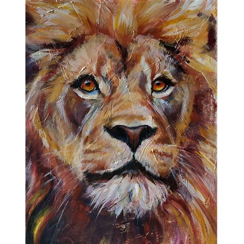 Lion Original Acrylic Painting Lion King Artwork Lion Wall Etsy