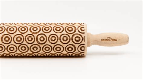 No R293 Double Circles Pattern Rolling Pin Engraved Rolling