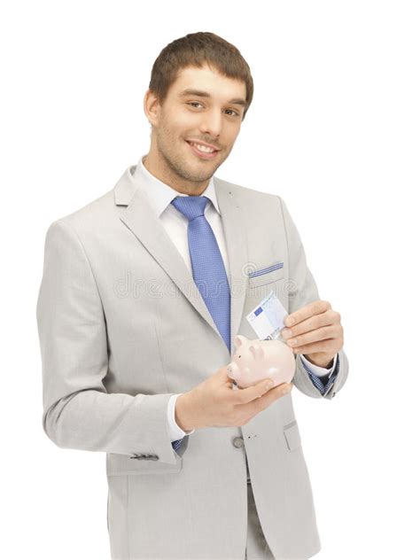 Scopri cosa significa sognare cambiare soldi in banca. Uomo Con La Banca Piggy Ed I Soldi Fotografia Stock ...