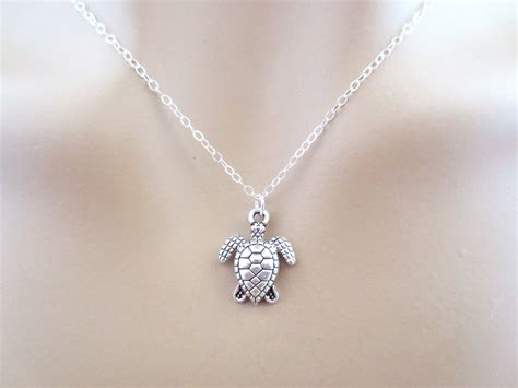 Cute Turtle Silver Necklace Animal Jewelry Minimal