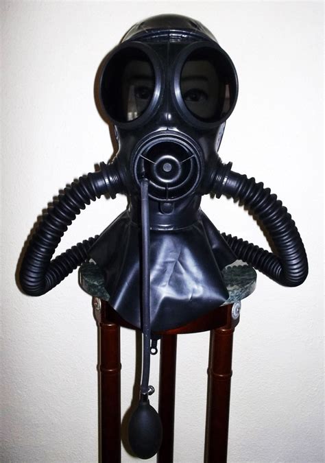 Fetish Heavy Rubber Latex Sf10 S10 Gas Mask Hood With Twin
