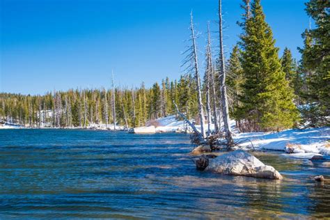 Mirror Lake In Medicine Bow National Forest Wyoming Stock Image
