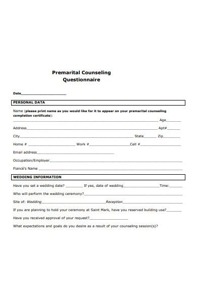 Free 33 Premarital Forms In Pdf Ms Word Doc
