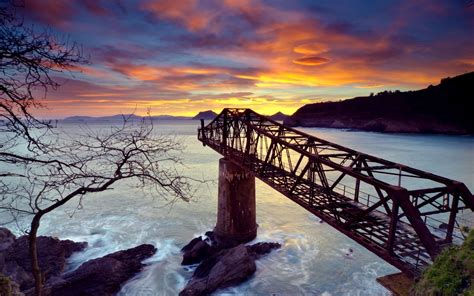 Nature Landscape Water Sea Bridge Destroyed Abandoned Pillar