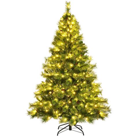 Costway 6 Ft Pre Lit Hinged Artificial Christmas Tree Full Bodied