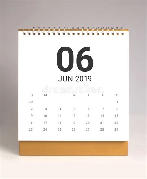 Simple Desk Calendar 2019 June Stock Image Image Of Table Calendar