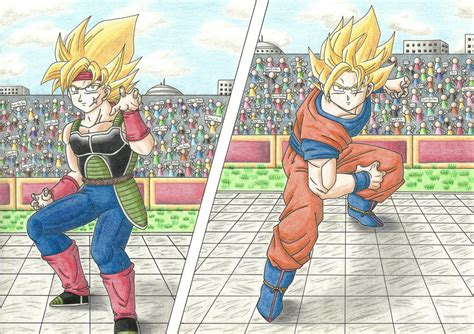 Goku never meets bardock at any point in the dragon ball franchise, or at least any point in the dragon ball franchise that actually matters. Bardock vs Son-Goku by Yugoku-chan on DeviantArt