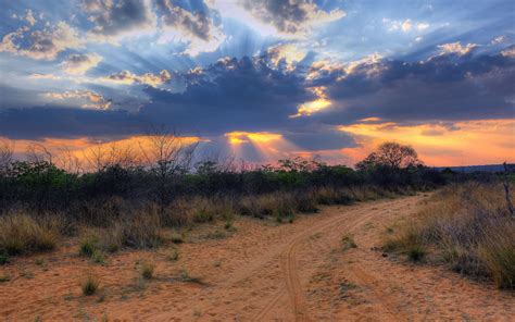 South Africa Namibia Sunset Landscape Clouds Desert Wallpaper