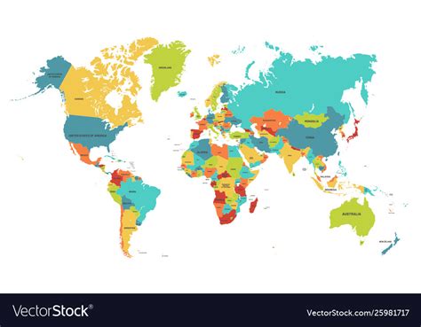 Colored Map Of The World Map Vector