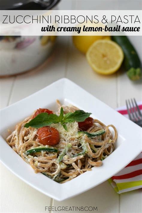 Zucchini Ribbons And Pasta With Creamy Lemon Basil Sauce Recipe