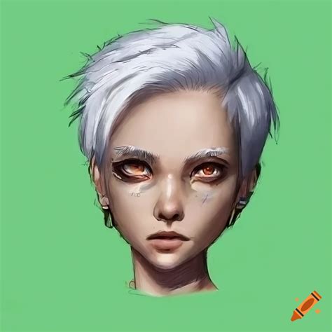 Anime Woman With White Hair And Pixie Cut On Craiyon