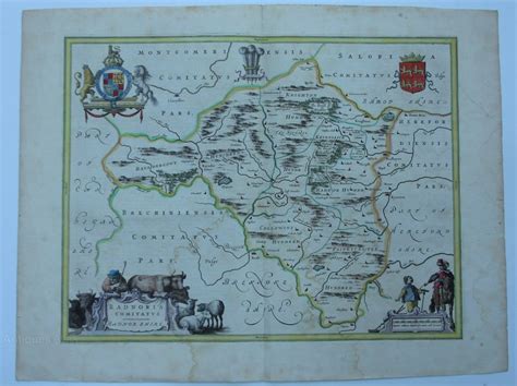 Antiques Atlas Original Copperplate Map Of Radnorshire By Blaeu