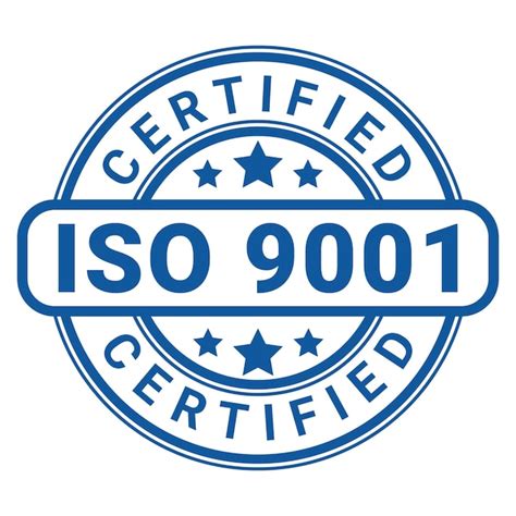 Autocollant De Timbre Certifié Iso 9001 Bleu Avec Illustration