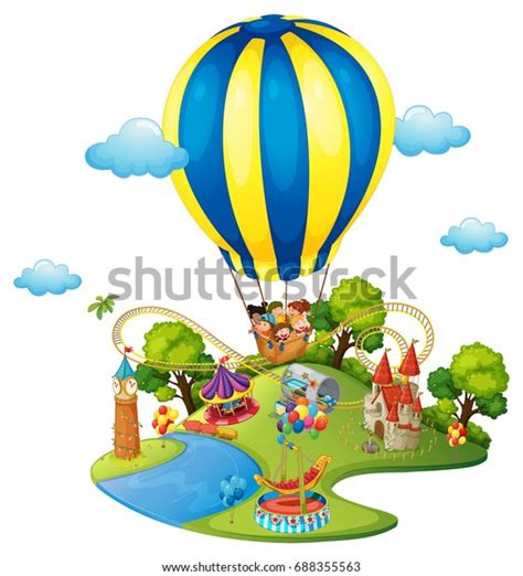 Many Kids Amusement Park Illustration Stock Vector Royalty Free