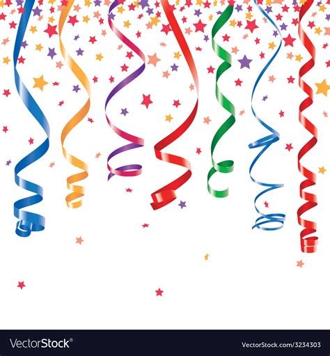 Curling Ribbons Party Serpentine With Confetti Vector Image