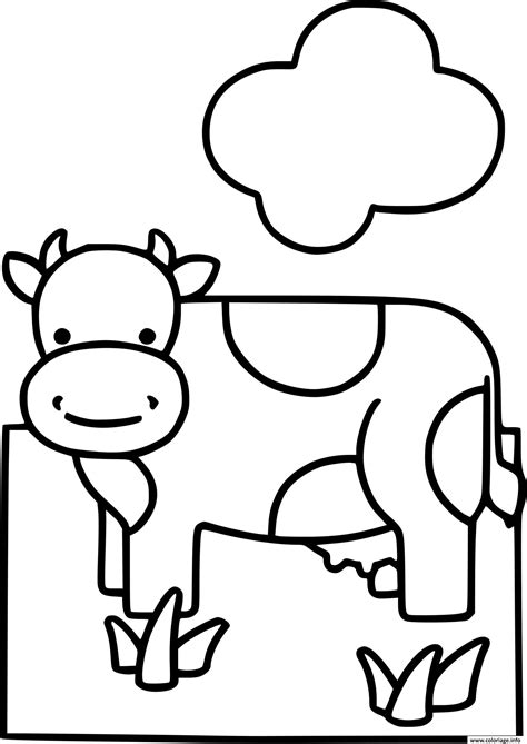 Coloriage Vache Dans La Ferme Avec Un Nuage Dessin Vache à Imprimer