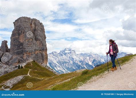 Tourist Girl At The Dolomites Stock Photo Image Of Italian Female