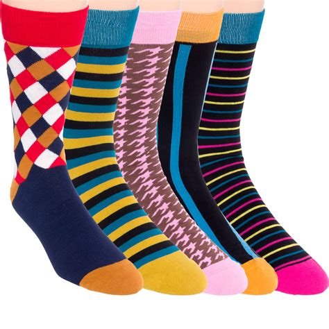 Jyinstyle Mens Cotton Colorful Patterned Fashion Crew Dress Socks 7