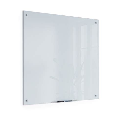 U Brands Magnetic Glass Dry Erase Board 36 X 36 Inches White Frosted Surface Frameless