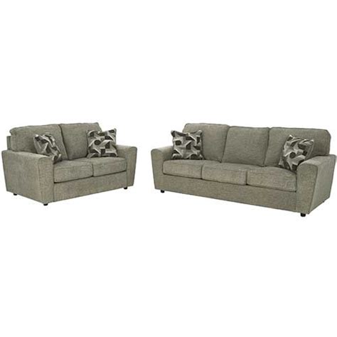 Signature Design By Ashley Cascilla Pewter Sofa And Loveseat