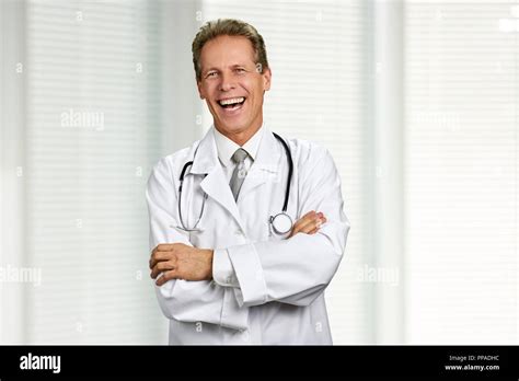Male Caucasian Doctor Is Laughing Stock Photo Alamy