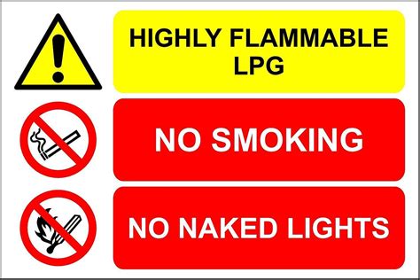 Explosive Atmosphere Lpg Highly Flammable No Smoking Naked Lights Hot