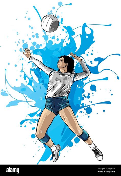 Voleibol Deporte Chica Y Bola Cartoon Vector Ilustración Imagen Vector