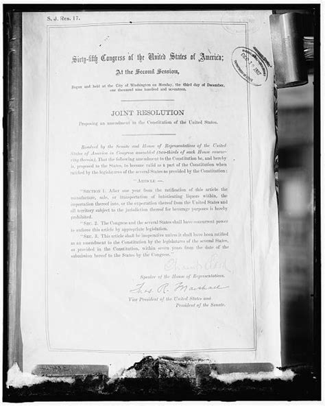 18th Amendment Of The Constitution Digital File From Original