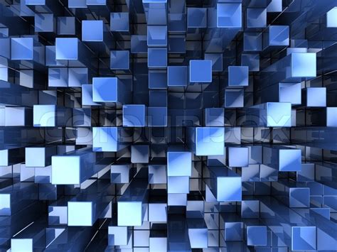 Abstract 3d Illustration Of Blue Glass Boxes Background