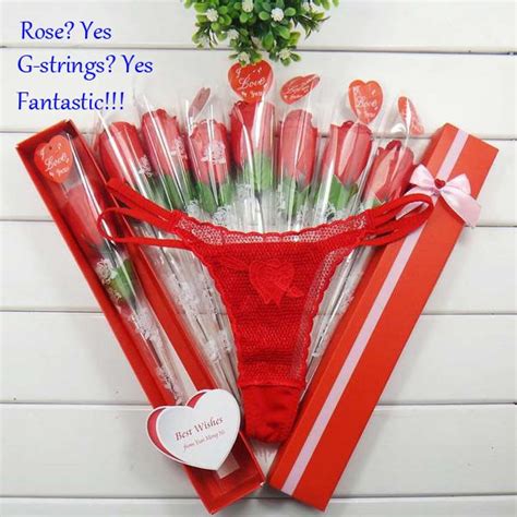 Valentine Rose Thongs T In Box For Wife Sexy Red Flower Thongs Lace Panties G String T Back