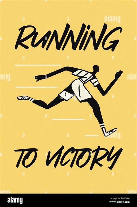 Running To Victory Slogan Minimal Poster For Athletic And Sport Event
