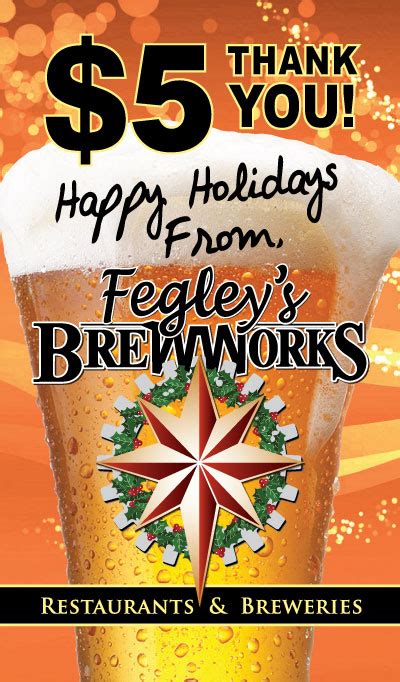 Holiday T Cards Buy 25 And Get 5 Fegleys Brew Works