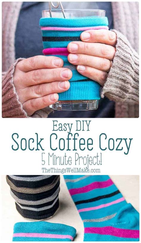 5 Minute Easy Diy Coffee Cozy From A Sock Oh The Things Well Make